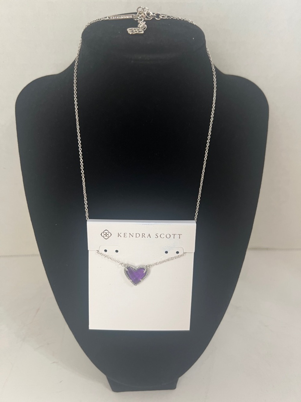 Kendra Scott Silver Necklace with Purple Heart Stone